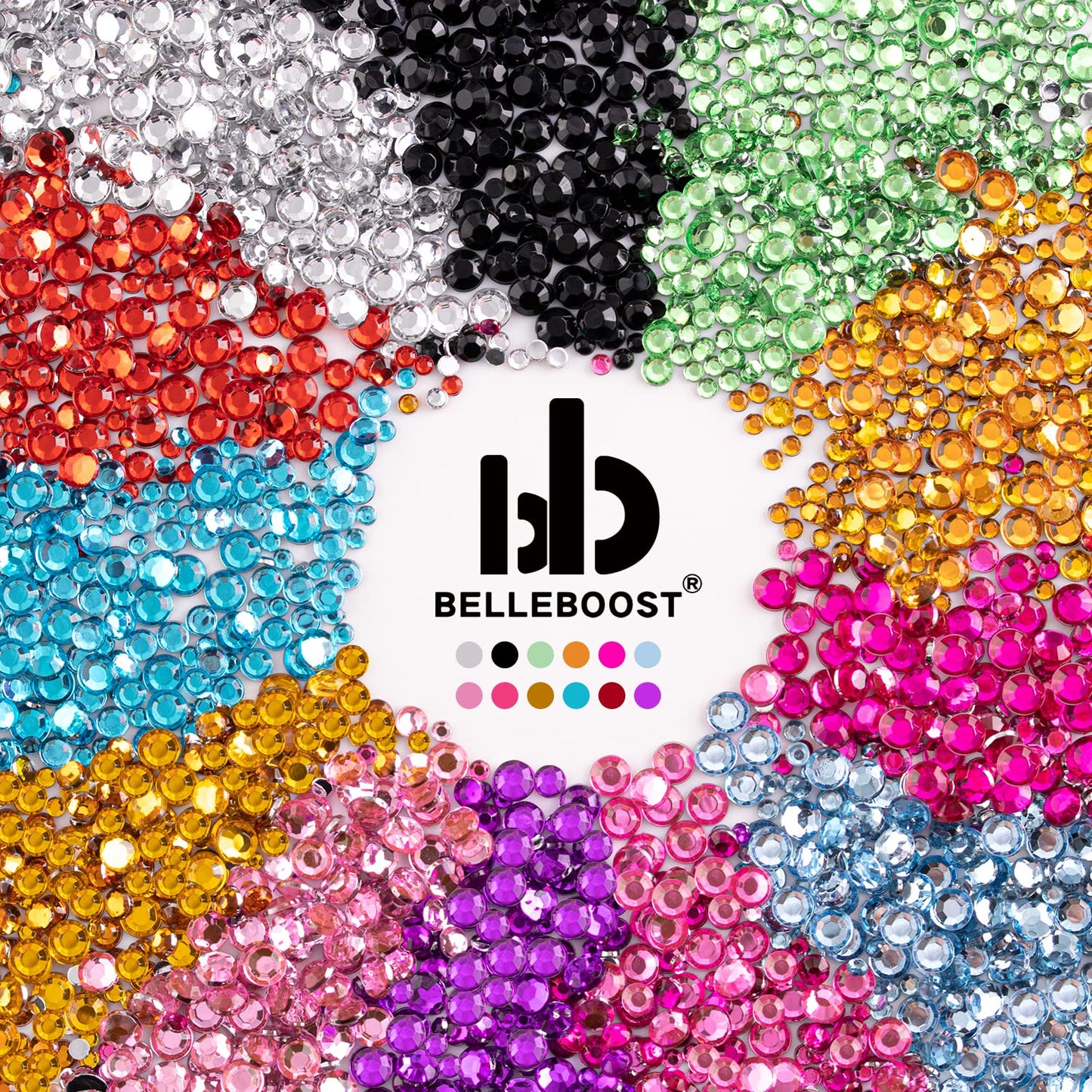 Two Packs of Flatback Rhinestones 4520 Pcs Colorful Nail Art Rhinestones Flatback Crystal Colorful+Red Rhinestone with Picker Pencil and Tweezer for Nail Art and Decoration