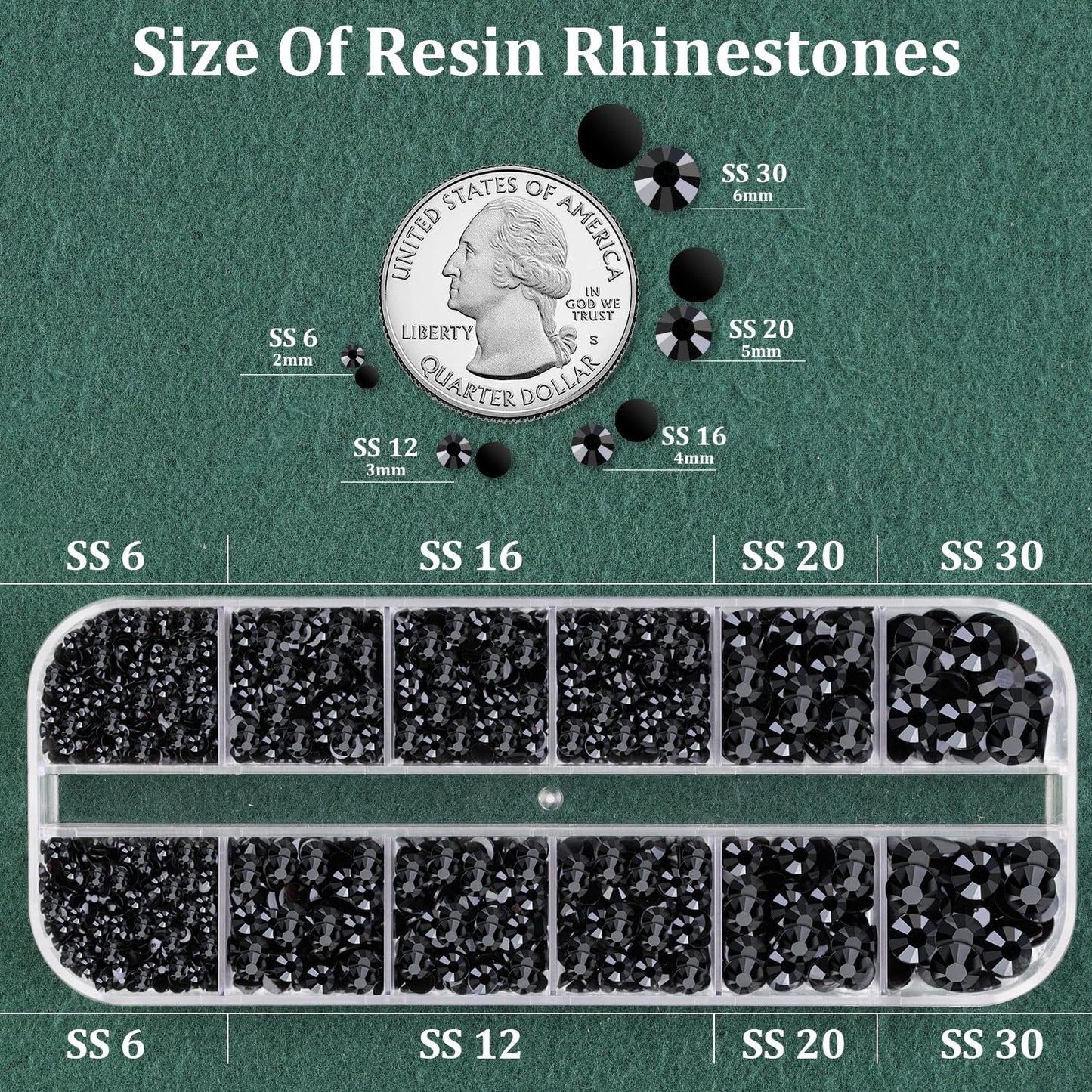 Resin Rhinestones for Bedazzling with B7000 Jewelry Glue, 1 Box Black Flatback Crystals with 3Pcs 10ml Glue for Crafting Crafts，Non Hotfix Gems for Clothing Shoes Nail Art Makeup