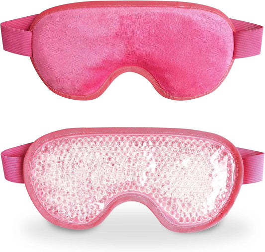 Cooling Eye Mask with Gel Bead, Reusable Cold Compress Ice Pack Sleeping Eye Cooling Pads for After Eyelid Surgery, Puffiness, Puffy Eyes, Headache, Migraine Relief (Red)