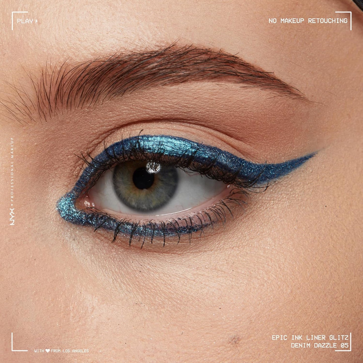 NYX PROFESSIONAL MAKEUP Epic Ink Glitz Liner, Waterproof Metallic Liquid Eyeliner with Vegan Formula - Denim Dazzle (Shimmer Deep Navy)