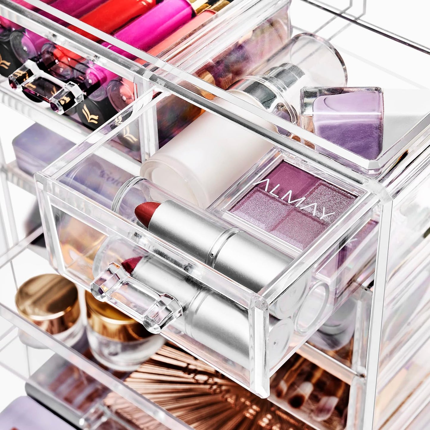 Sorbus Acrylic Makeup Organizer - Organization and Storage Case for Cosmetics Make Up & Jewelry - Big Clear Makeup Organizer for Vanity, Bathroom, College Dorm, Closet, Desk (4 Large, 2 Small Drawers)
