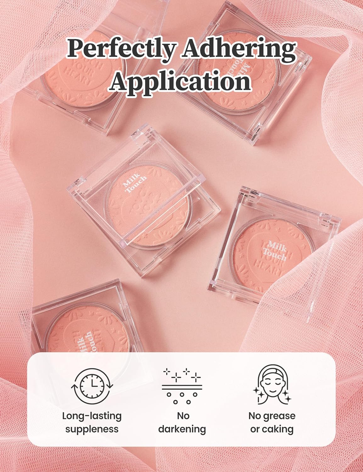MILKTOUCH Touch My Cheek in Bloom Blush Sunrise Lilac | Face Blushes Compact Powder Makeup | Shimmer Powder Blush Oil Absorbing Powder Compact | Face Powder for Oily Skin Korean Blush (0.18 oz)