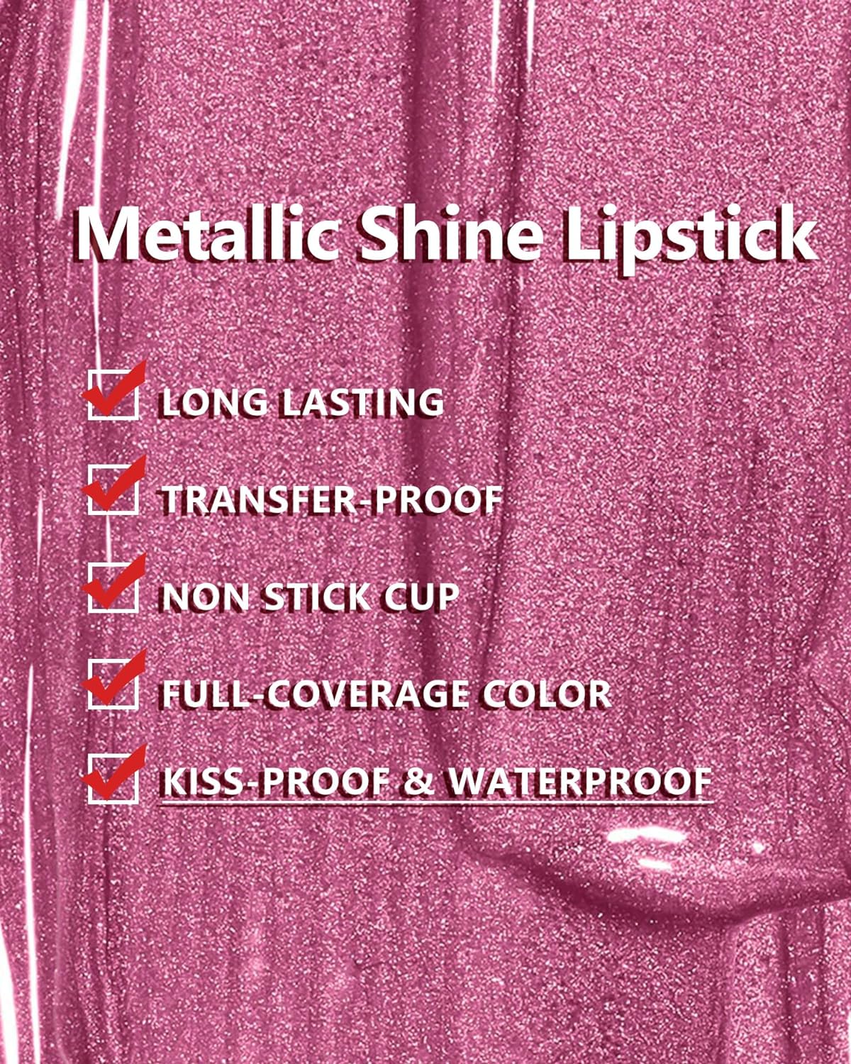 MAKI YIKA Metallic Pink Lipstick for Women Nude Lipsticks Long Lasting Shine Glitter Lipstick No Smudge No Transfer Liquid Lip Gloss (BR010 Sweet Sugar)