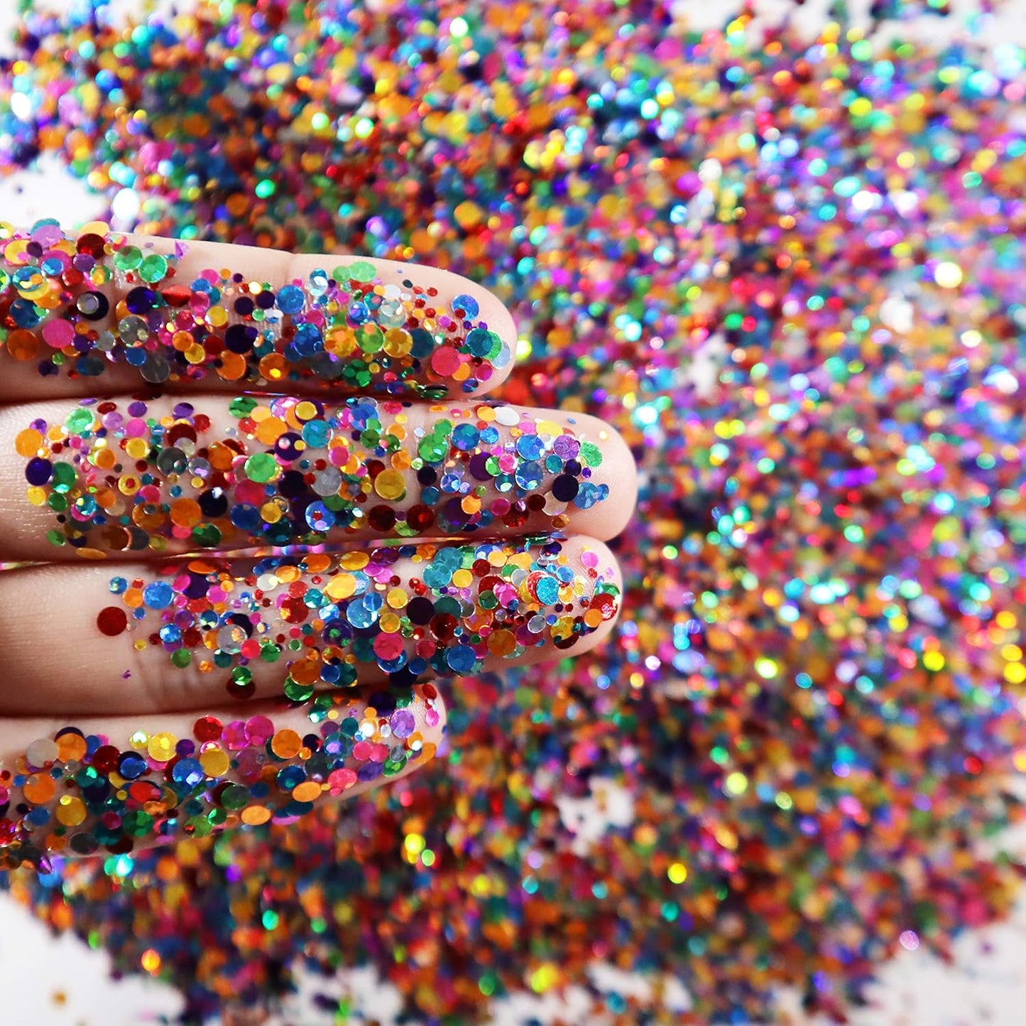 Metallic Rainbow Circles - Face & Body Glitter - Cosmetic Grade Chunky Glitter - Uses Include: Festival Rave Makeup Face Body Nails Resin Arts & Crafts, Resin, Tumblers, Bath Bombs - Solvent Resistant