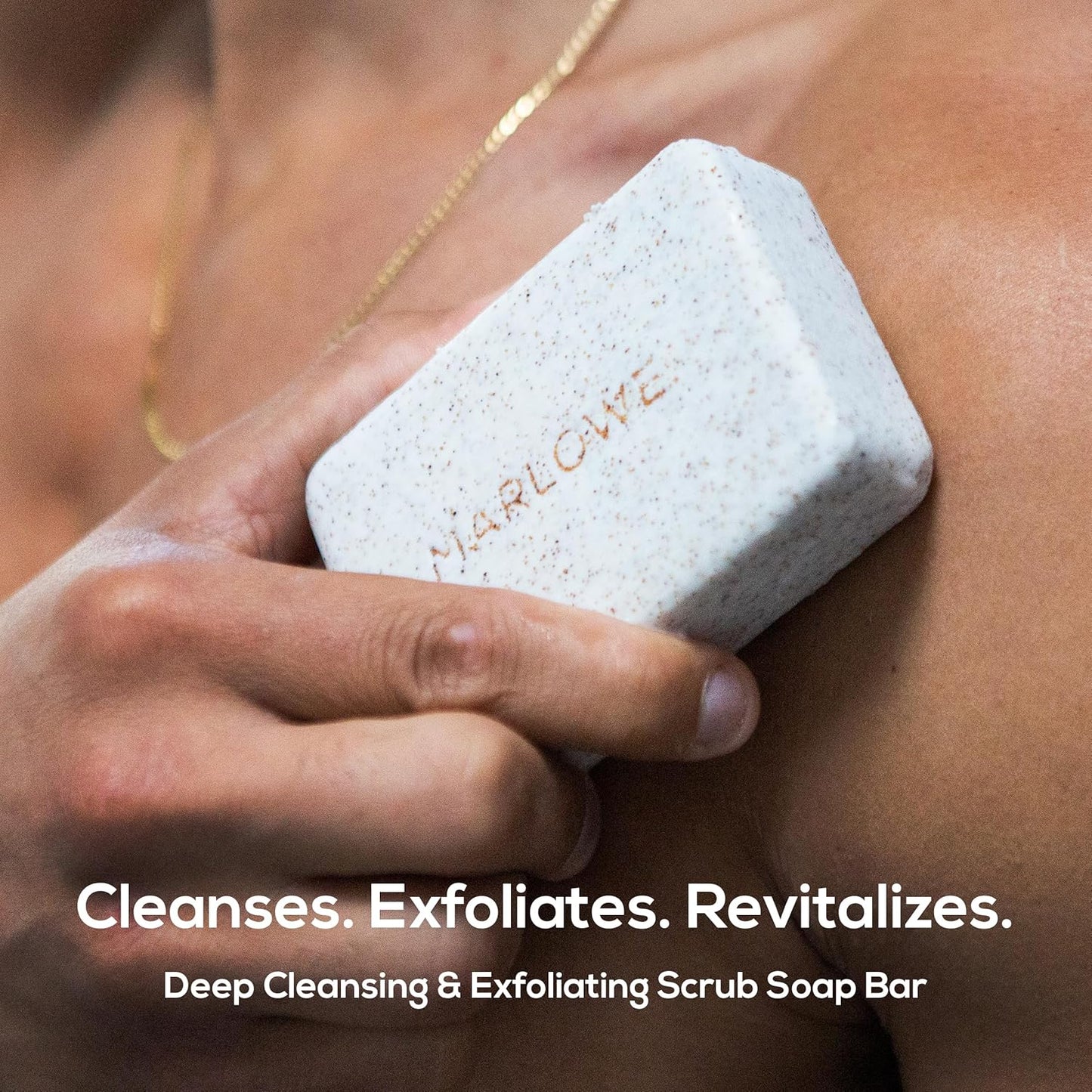 MARLOWE. No. 102 Body Scrub Soap 7 oz, Santal, Exfoliating Soap Bar with Shea Butter, Olive Oil & Green Tea Extracts, Cleanses, Smooths & Revitalizes Skin, Warm Amber, Spice & Citron Scent